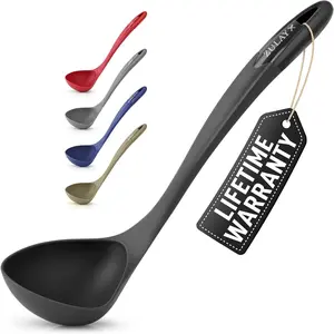 Zulay Kitchen Nylon Soup Ladle Spoon - Heat-Resistant Gravy Ladle with Pour Spout, Comfortable Grip, and Dishwasher Safe Design