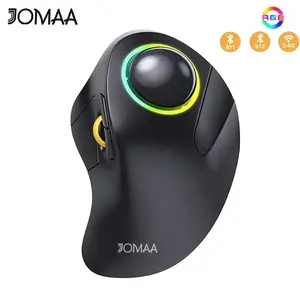 JOMAA Wireless 2.4G Bluetooth Trackball Mouse Rechargeable Ergonomic RGB Backlit Rollerball Mice for Windows Mac iPad