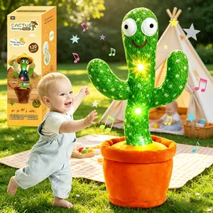 Mother's Day gift-Rechargeable Talking Dancing Plush Fabric Cactus Toy, LED Colorful Glow Dancing Light, Volume Control & Repeat-What-You-Say, Funny Interactive Pick for Babies with Cactus Toy, Ideal Birthday Gift for Toddlers,fidget toys fidget tiktoksho