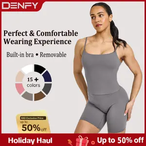 DENFY SOFTMOTION STRAPPY MID VEST Workout Tops for Women - Stylish Gymwear with Halter Tank Design for Yoga & Sports - Comfortable Mid-Length Vest with Built-in Bra