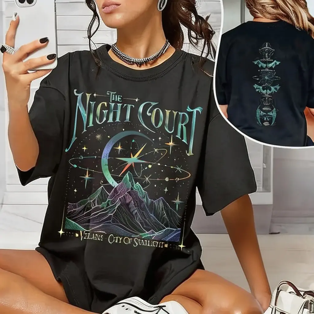 Velaris The Night Court Acotar 2 Sided Shirt, Velaris The Night Court Shirt, Court Of Dreams, Inner Circle Acotar Shirt, ACOTAR Merch, Sarah J Maas Fan Tee, Fantasy Romance Graphic T-Shirt, Booktok Book Lover Gift, Unisex Cotton Crewneck, A Court of Thorn
