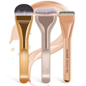Maange 3-Piece Makeup Brush Set, Foundation Brushes, Professional Cosmetic Tools, Essential Beauty Kit for Flawless Application