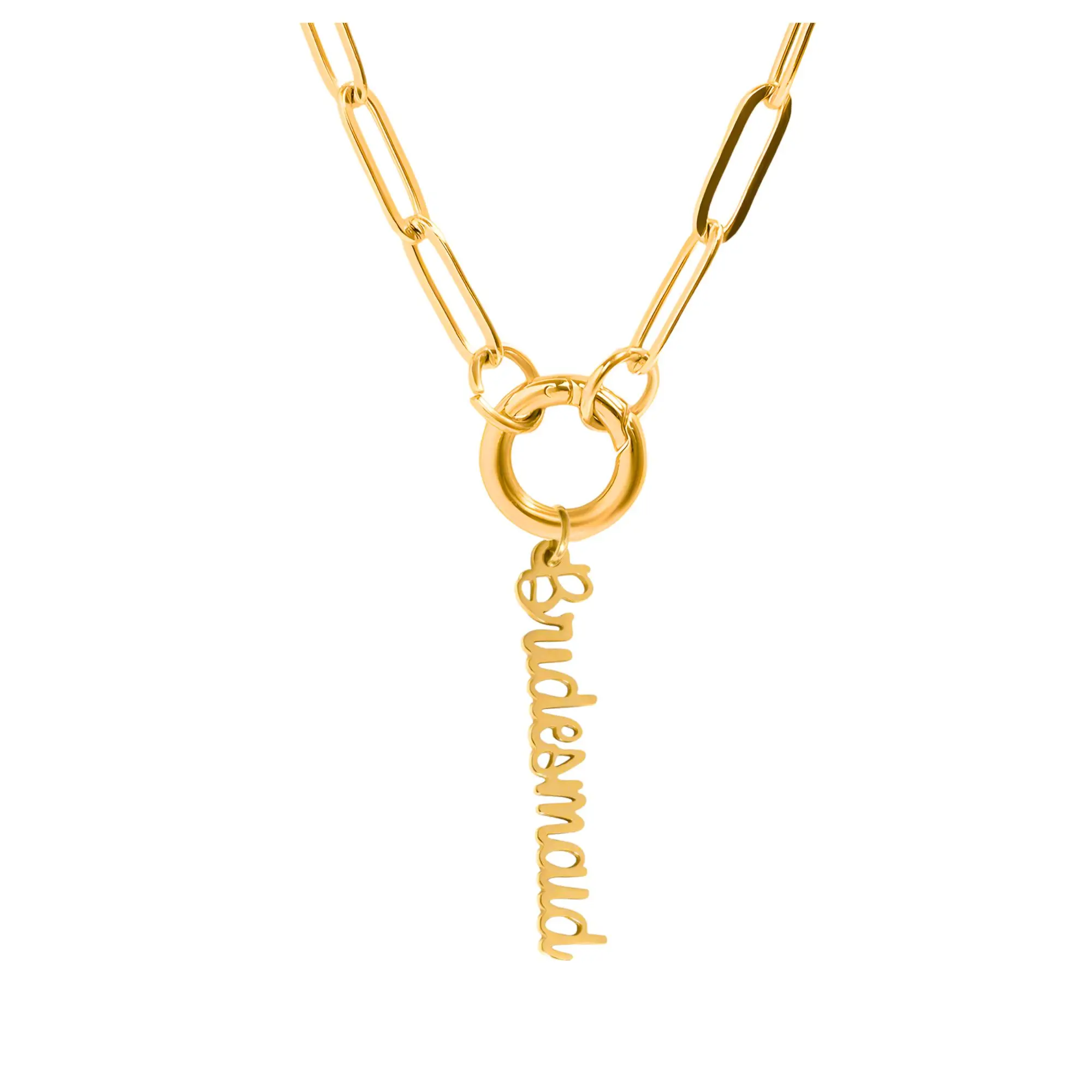 Ginger Lyne Bridesmaid Paperclip Chain Charm Holder Necklace for Women Adjustable 18-20 Inch Stainless Steel Lightweight Jewelry for Her