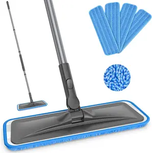 Microfiber Mops for Hardwood Floor Cleaning - Flat Floor Mop with 4 Washable Pads for Laminate Wood Tile Vinyl Home Kitchen Bathroom - 59" Adjustable Handle