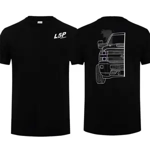 L5P Duramax T-Shirt – Truck Front Outline Graphic, Perfect Gift for Diesel Truck Enthusiasts and Mechanics, Men's Cotton Tee-DK.X
