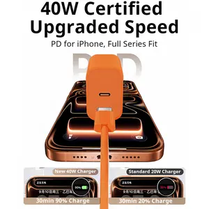 Kaxoe Orange17 Braided Quick Charge Cable For iPhone 16 15 Pro Max