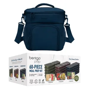 Bentgo 60-Piece Meal Prep Containers with Deluxe Lunch Bag Set - Meal Storage, Portable Kitchenware