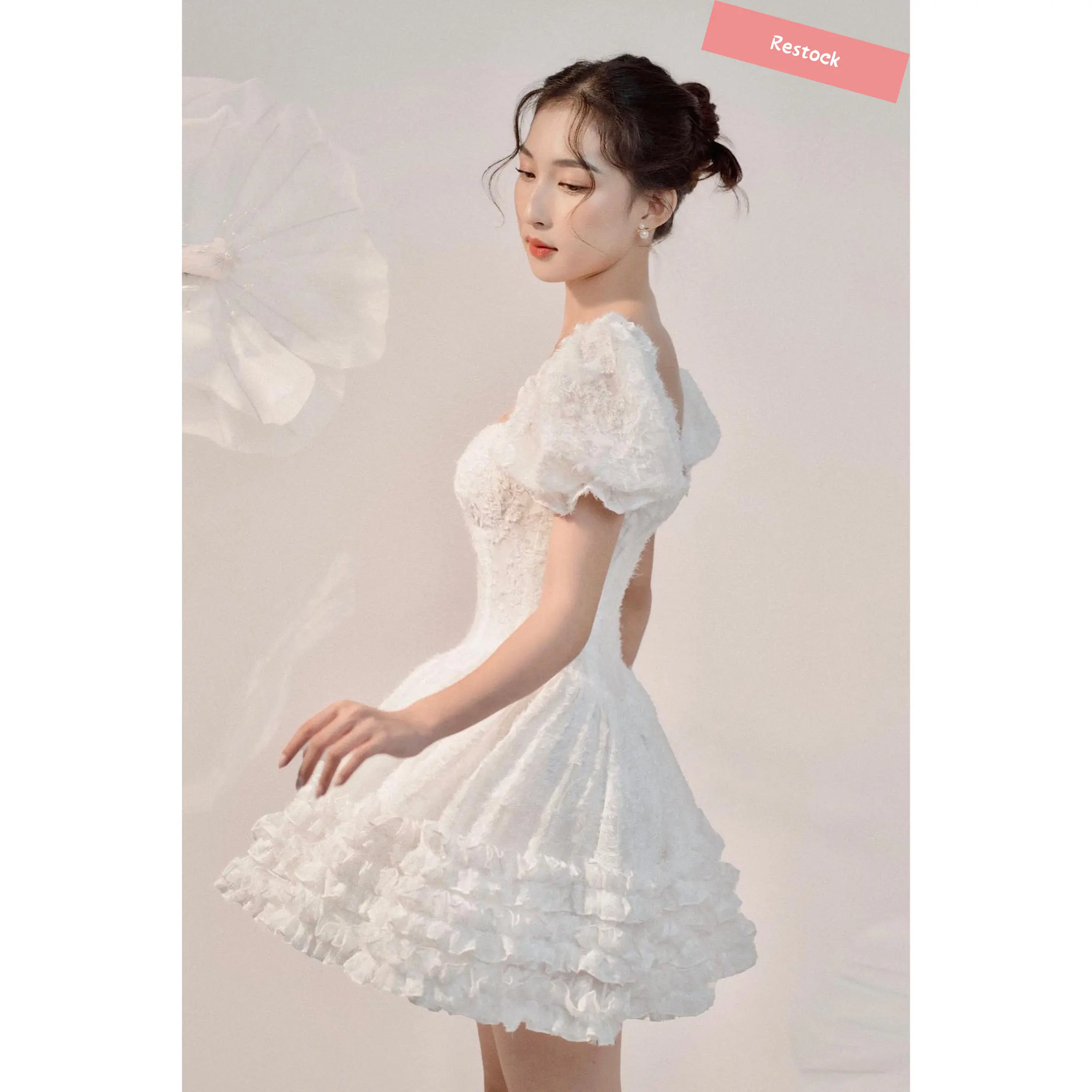Short white poofy dress - TikTok Shop