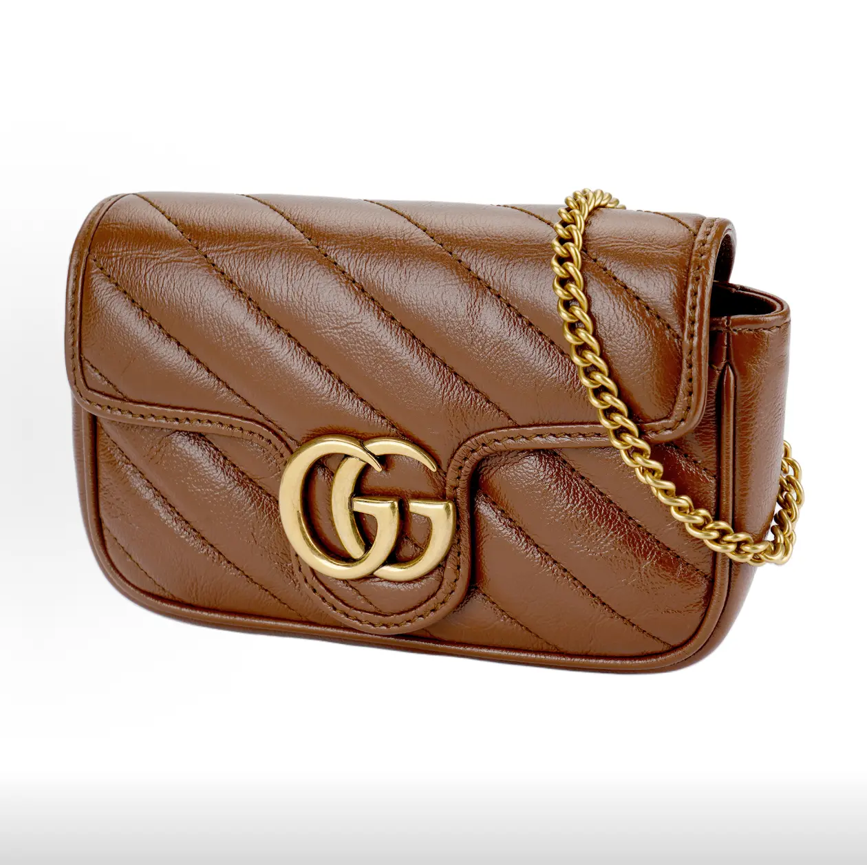 Pre-owned GUCCI GG Marmont Gold Logo Mini Crossbody & Shoulder Bag