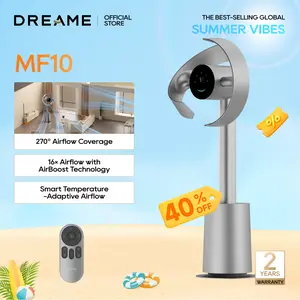 DREAME MF10 Bladeless Tower Fan for Bedroom, Smart Standing Fan with 270° Spatial Airflow for Whole-Room Circulation, 59ft/s High Velocity, 10 Speeds 3 Modes, Temperature-Adaptive Airflow, MF10-Beige