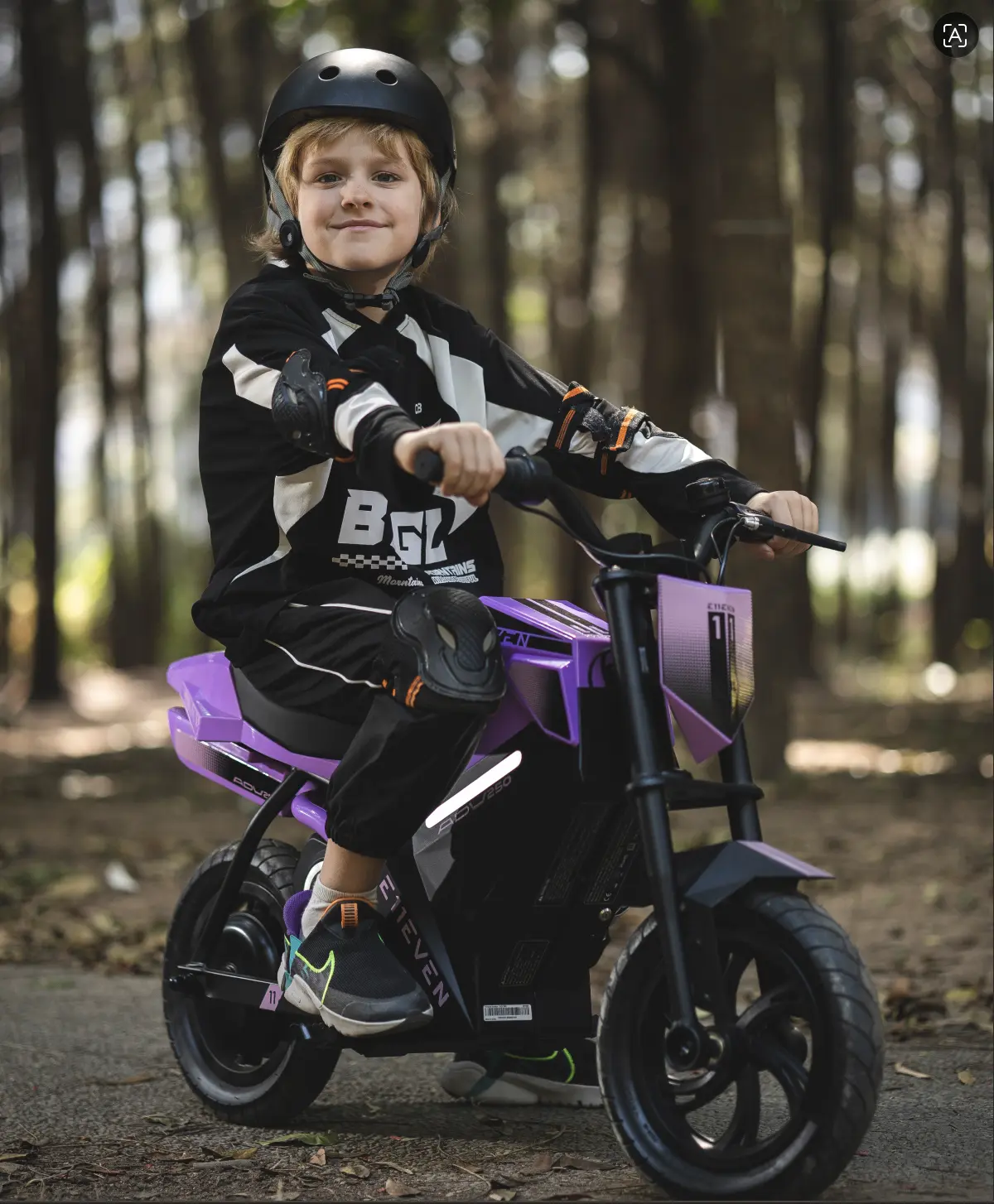 Unisex Lightweight Compact Kids' Mototec E-Bike - 10mph Max Speed, 10Miles Max Range, Purple/Black, Front & Rear Bumpsoak Shocks, Variable Full Twist Speed Control, 100% Financing Available, 250W Motor