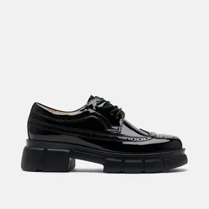 Ms. Alexander Black Patent Leather Lug Wingtip Derby