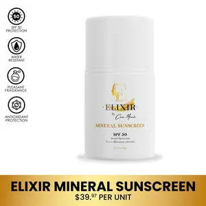 Coco March Elixir Mineral Sunscreen, Moisturizing Broad Spectrum SPF 50, Water Resistant UV Protection Non-Greasy Sunblock, 2.1 oz