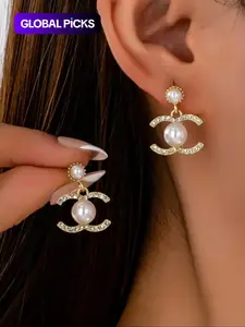 Women's Elegant Faux Pearl Decorated Dangle Earrings, Fashion Vintage Earrings for Daily Wear, Jewelry Gift, High Quality Earrings, Pearl Embellished