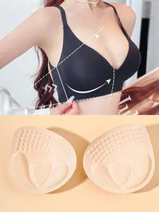 4 Pairs Three Heart Shape Chest Pads, Y2K Sweet Cool Style, High Elastic Soft Lift Up Bra Inserts, Breathable Skin-Friendly Replacement Pads, Perfect for Bikini, Slip Dress, Backless Bralette, Ideal for Daily Outings & Vacation Looks