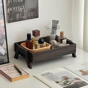 Vintage Wooden Storage Tray, Living Room Coffee Table Organizer Box, Universal Layered Display Plate, Pine Material, Beauty Organizer