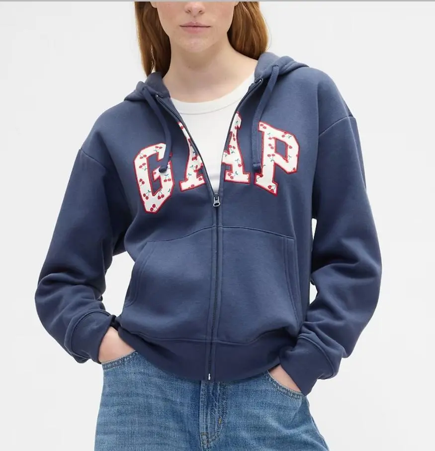 GAP Relaxed Gap Logo Zip Hoodie Navy Cherries 6274543310002