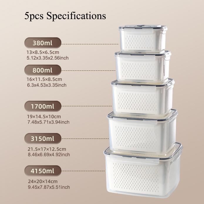 5pcs/3pcs Fridge Storage Organizers - Leakproof Food Storage Containers with Removable Colander - Dishwasher & Microwave Safe Containers,Keep Fruits, Vegetables, Berry, Meat Fresh Longer 5pcs/3pcs Fridge Storage Organizers - Leakproof Food Storage Containers with Removable Colander - Dishwasher & Microwave Safe Containers,Keep Fruits, Vegetables, Berry, Meat Fresh Longer