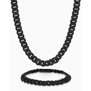 JAXXON - Iced Out Cuban Set 8mm - Box Clasp - Black