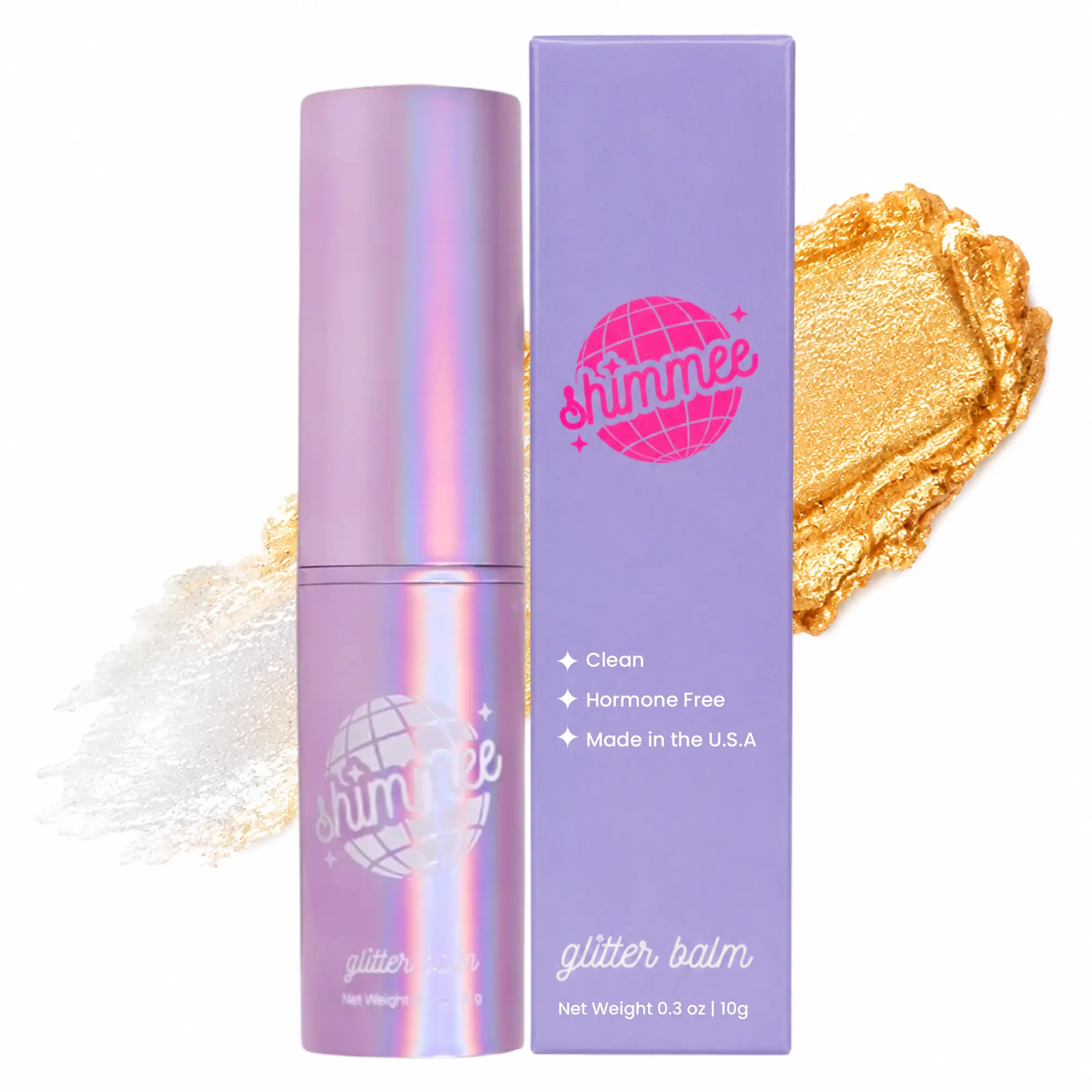Goldee Body Glitter Balm Stick Gold Shimmer for Face Body Hair Vitamin E Hydrating Glow Balm Vegan Fragrance Free No Glue Glitter Made in USA