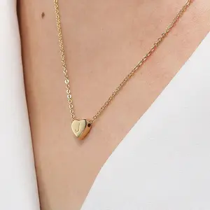 Heart Initial Necklace - Hypoallergenic