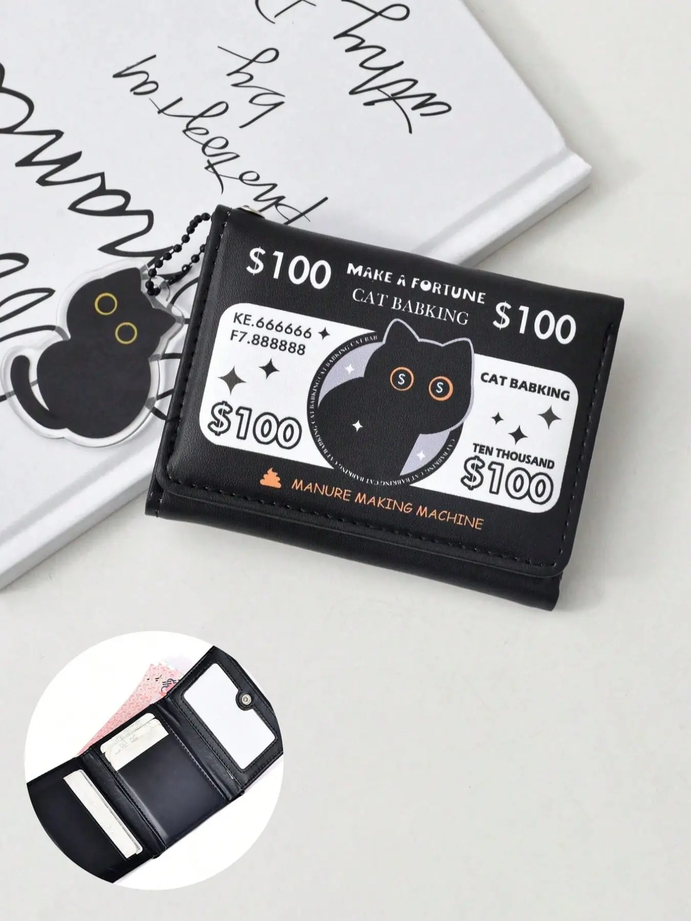 Cute Cat Wallet with ID for Students & Campus Cards, Y2K Retro Style, Perfect Valentine's Day Gift, Korean Design, Ideal for ID & Credit Card Holder