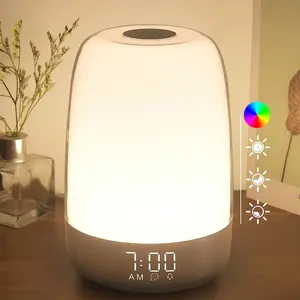 Sunrise Alarm Clock, Wake up Light Alarm Clock, 3 Ways Dimmable Modern Small Digital RGB Bedside Lamp for Heavy Sleeper KABB