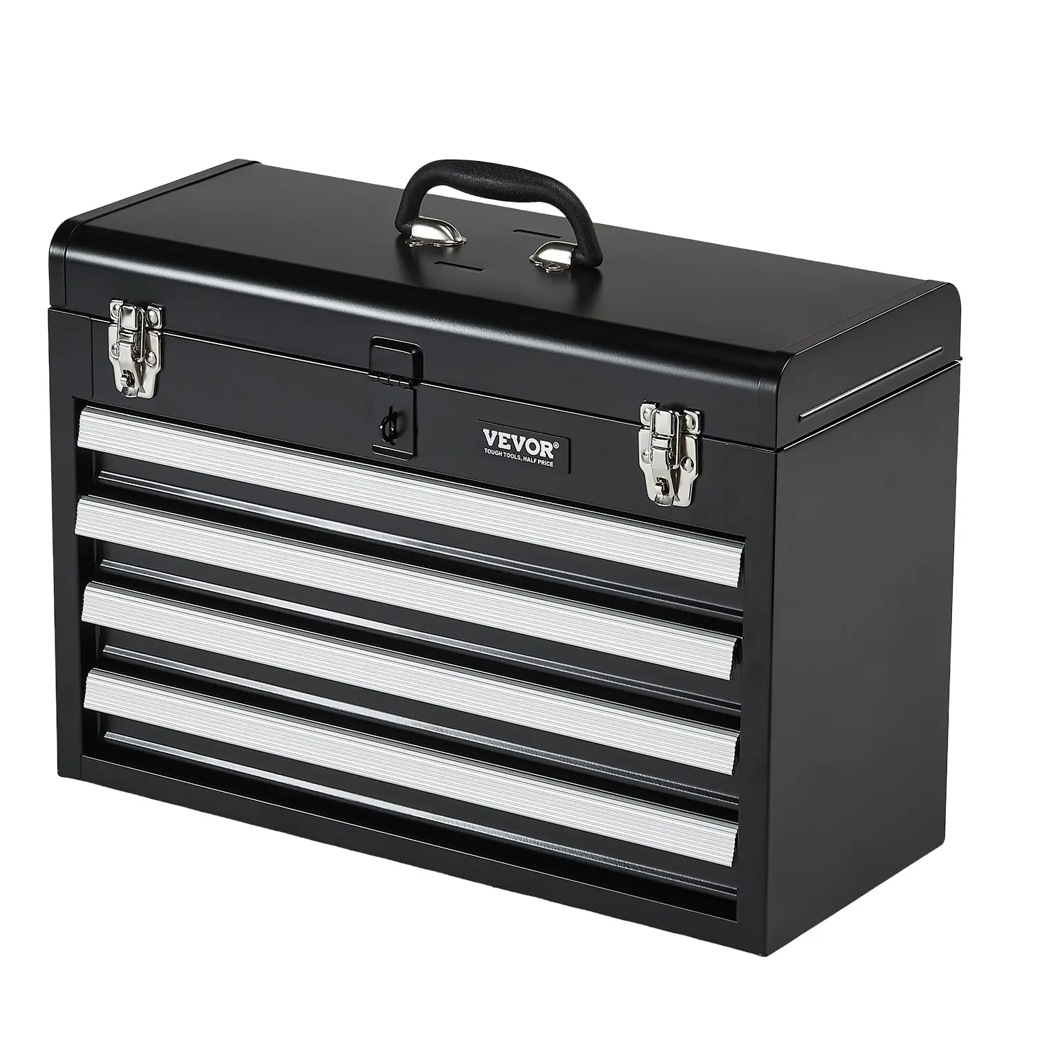 【Summerfinds】VEVOR Metal Tool Box,20.5-inchPortable Metal Tool Box with 4 DrawersSmall Tool Chest with EVA LinersBall Bearing Slide Drawers Locking & Powder Coated FinishMulti-Function Tool Organizer