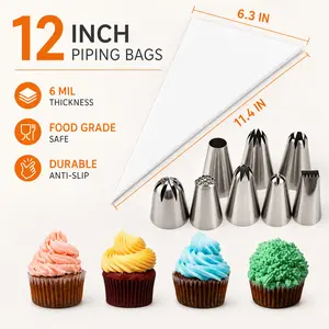 10 Pcs Stainless Steel Icing Piping Tips Set + 50 Disposable Pastry Bags – Cake Decorating Kit for Buttercream, Cupcakes, Cookies – Professional Grade outdoorfun