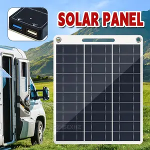 10W Flexible Solar Panel Outdoor Lightweight Easy Setup Portable Solar with Carrying Handle Versatile Charging Charger for Camping, RV, Boat, Hiking, Backpacking, Cell Phone, Mobile Power, Emergency Energy