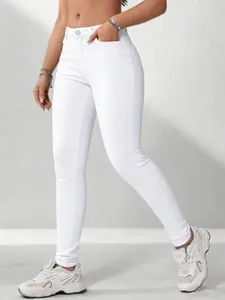 Women's Mid-Waist Straight Leg Jeans, Casual Simple Style, Slim Fit, Bottom, Perfect for Daily Wear, Everyday, Streetwear, and Leisure Occasions