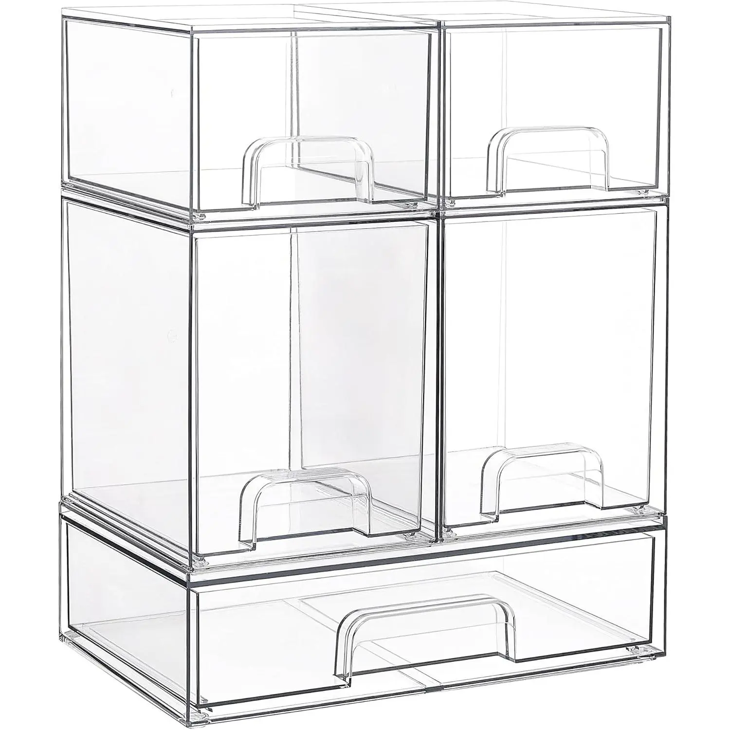 Drawers Set of 5, Clear Plastic Organizer Bins for Baby Bottle, Beauty Supplies Storage, Ideal for Kitchen Countertop, Vanity, Bathroom, Cabinet, Pantry OrganizationH1HomeFixMart