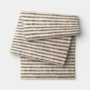 90'x20" Striped Table Runner Khaki/Black - Threshold