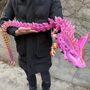 3D Printed 150cm Long Crystal Dragon Toy, Flexible Joints, Vibrant Colors, Home and Office Decor, Collectible Room Decor, Creative Collectible, Perfect Holiday Gift, Collectible Figurines, Statues