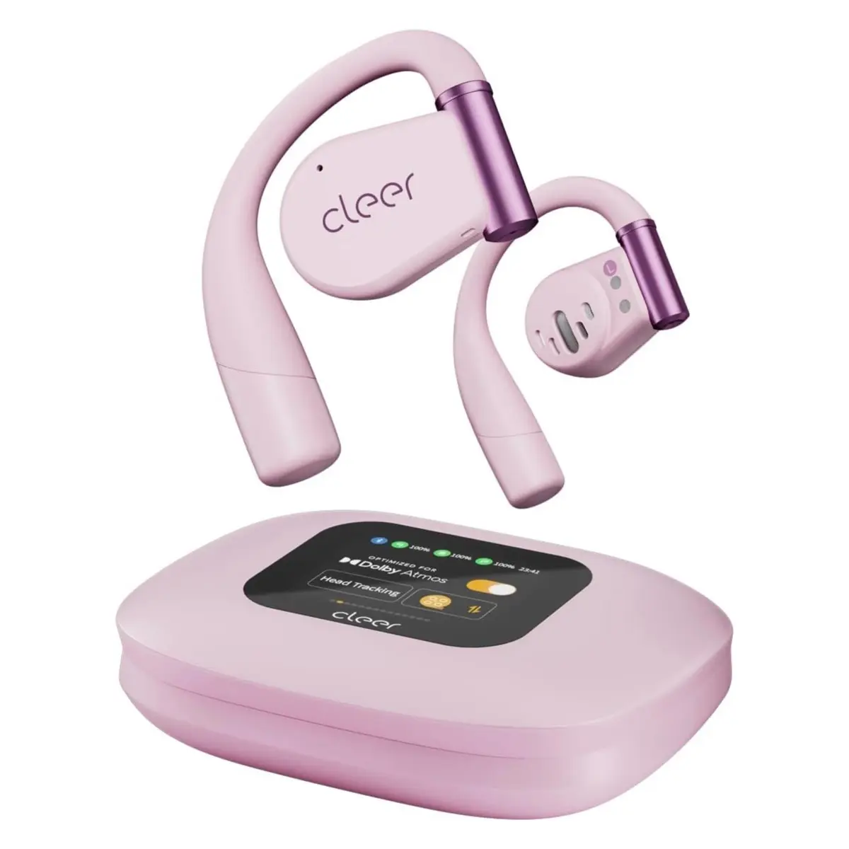Cleer ARC 3 Open Ear Headphones - Dolby Atmos, Snapdragon Sound True Wireless Earbuds, 50Hr Battery, Bluetooth 5.4, IPX 7 Water Resistant, Multi-Point Connection, Smart Touch Controls, Wireless Charging Smart Case with LED Display, Full-day Comfort Fit, C