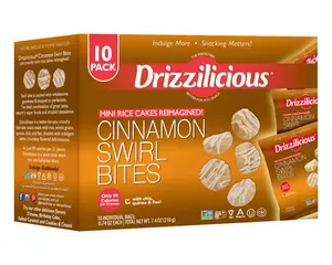 Drizzilicious Cinnamon Swirl Mini Rice Cakes - Gluten-Free, Vegan, Crunchy & Healthy Snack, 90 Calories per Bag, 0.74 oz (Pack of 10)