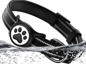 AirTag Dog Collar with Waterproof Holder – Reflective Nylon Safety Collar for Small, Medium & Large Dogs with QR Code Buckle