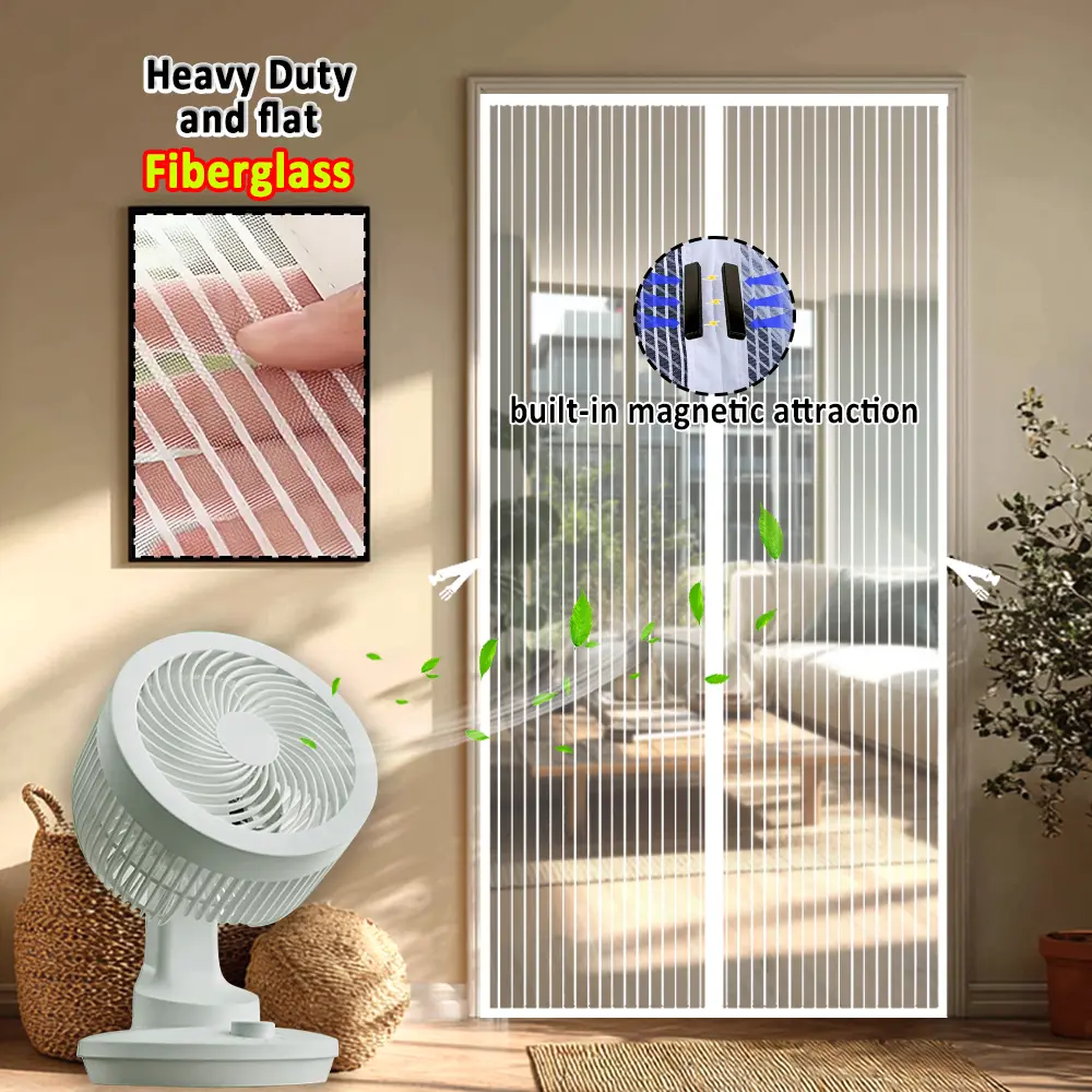 Fiberglass Screen Door Self-Adhesive Mosquito Barrier - Compact and Effective, No-Drill Installation, Prevents Pet Scratching & Insect Entry for Home, Kitchen, Pet Area