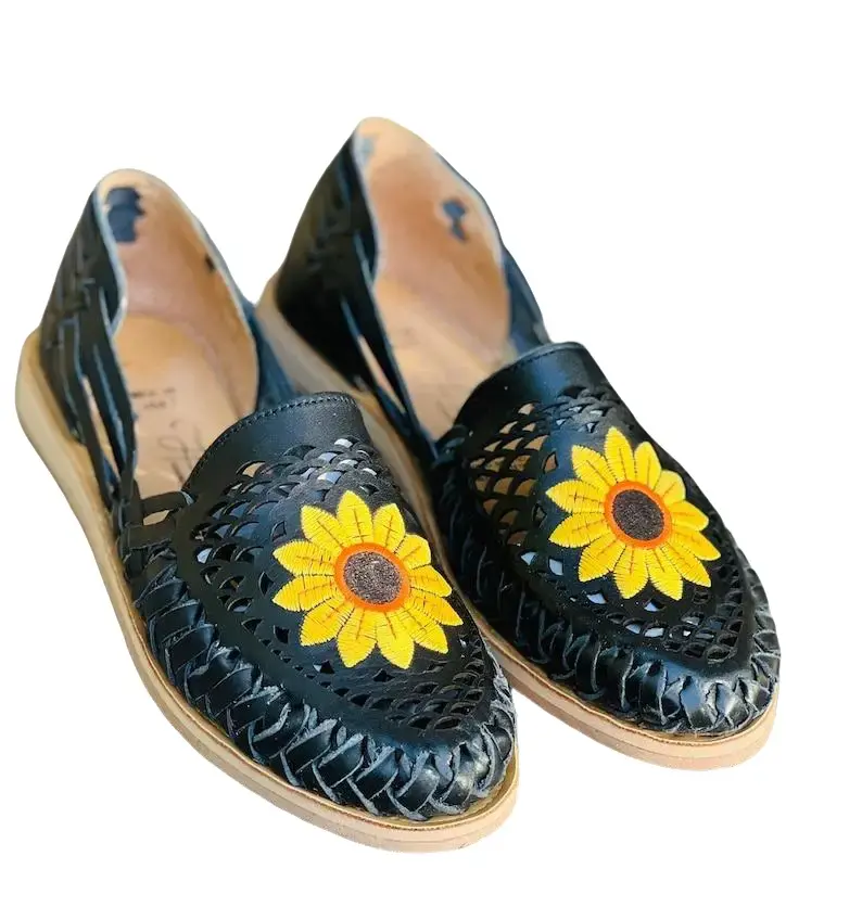 Huaraches sunflower For Women, Leather Sandals Flower For Her