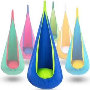 Pod Swing Seat with Inflatable Pillow, Hanging Hammock Swing with Pocket, Outdoor and Indoor Sensory Swing, Soft Hammock Seat