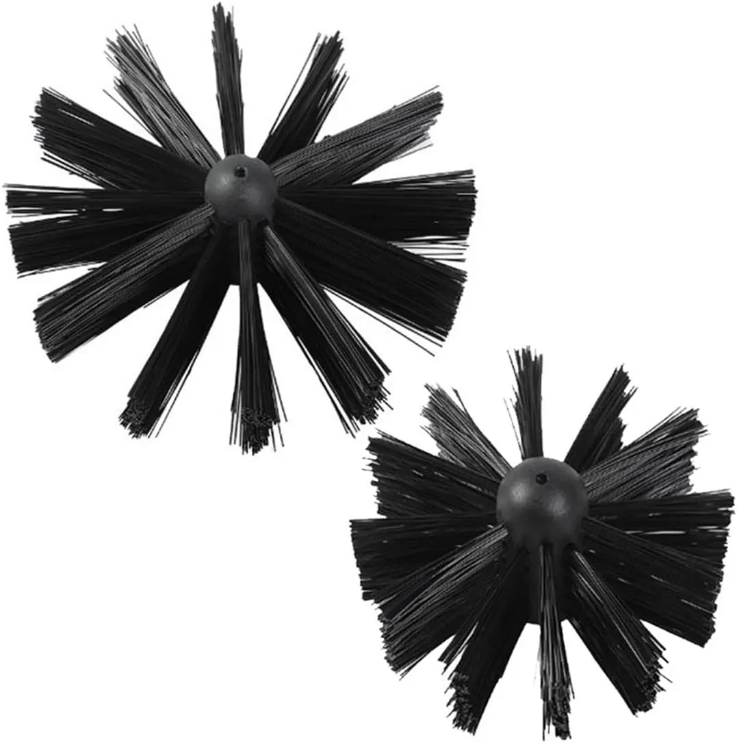 Chimney Washing Brushes Fireplace Cleaning Supplies 5.9in and 3.9in Brush Heads 5/16 Screw Thread Dryer Vent Cleaner Kit Attachment