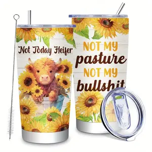 [Latest Model] 20oz Stainless Steel Insulated Mug, keeps drinks hot or cold all day, features a Highland bull design, suitable for car, office, and travel use, large capacity, stylish design, and makes a great everyday gift.