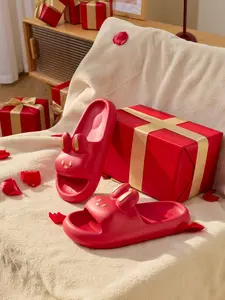 Women's Easter Bunny Slippers Summer Cool Sandals Cute Cartoon Design Soft Eva Sole Anti-Slip Comfortable Fit Slide Soft Non Slip Ladies Slippers