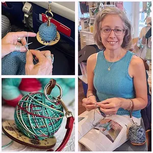 Wooden Wrist Yarn Holder, Hand-Woven Knitting Hook Accessory, Yarn Winder, Rotating Wooden Yarn Organizer for Crafting & DIY Projects