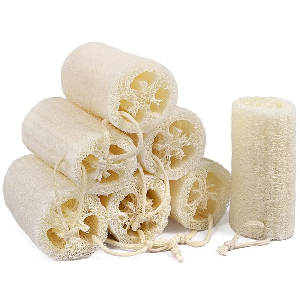 7pcs Nature Plant-Based Loofah Bath Scrubber Set - 5in Organic Luffa for Gentle Exfoliation, Smooth Skin Cleansing - Ideal for Daily Shower, Spa Use (Home Supplies, Party Bag Gift)