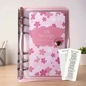12 Month Savings Binder & Reading Log Bookmark Set, Savings Challenge Planner, 1pc 10k Monthly Budget Planner with 6pcs White Paper Reading Tracker Cards