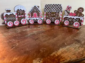 Gingerbread Train unpainted pressboard craft kit