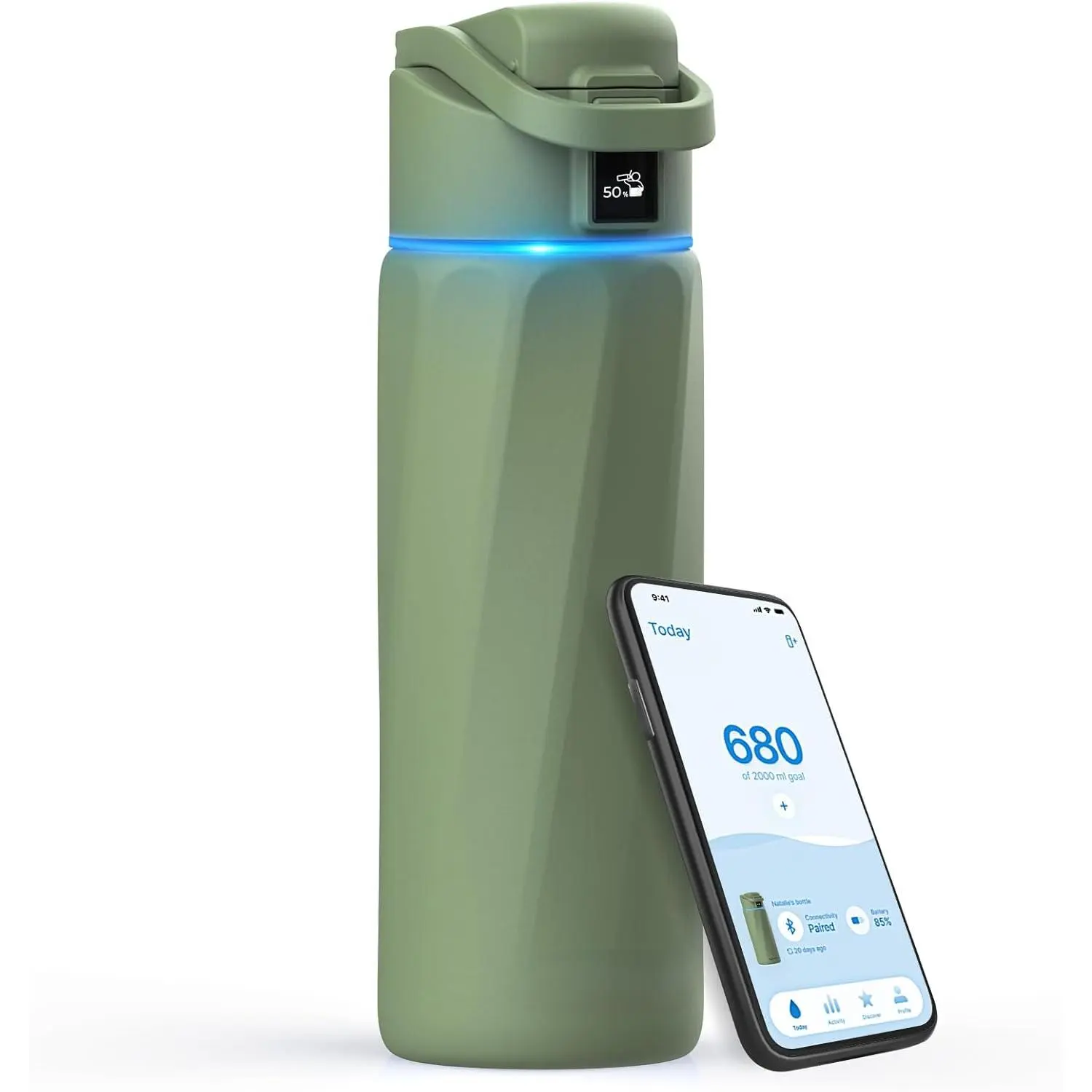 Smart Water Bottle that Reminds You to Drink, 24oz BPA-Free Stainless Steel Vacuum Insulated, Wide Mouth Water Tracker Bottle with APP for School, Gym, Office, Ideal for Mother's Day