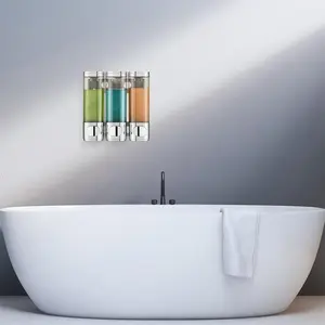 Shampoo and Conditioner Dispenser, 1 Set Bathroom Restroom Shower Bottle with Pump, Empty Liquid Soap Lotion Containers for Body Wash Dispenser, Wall Mounted Dispenser
