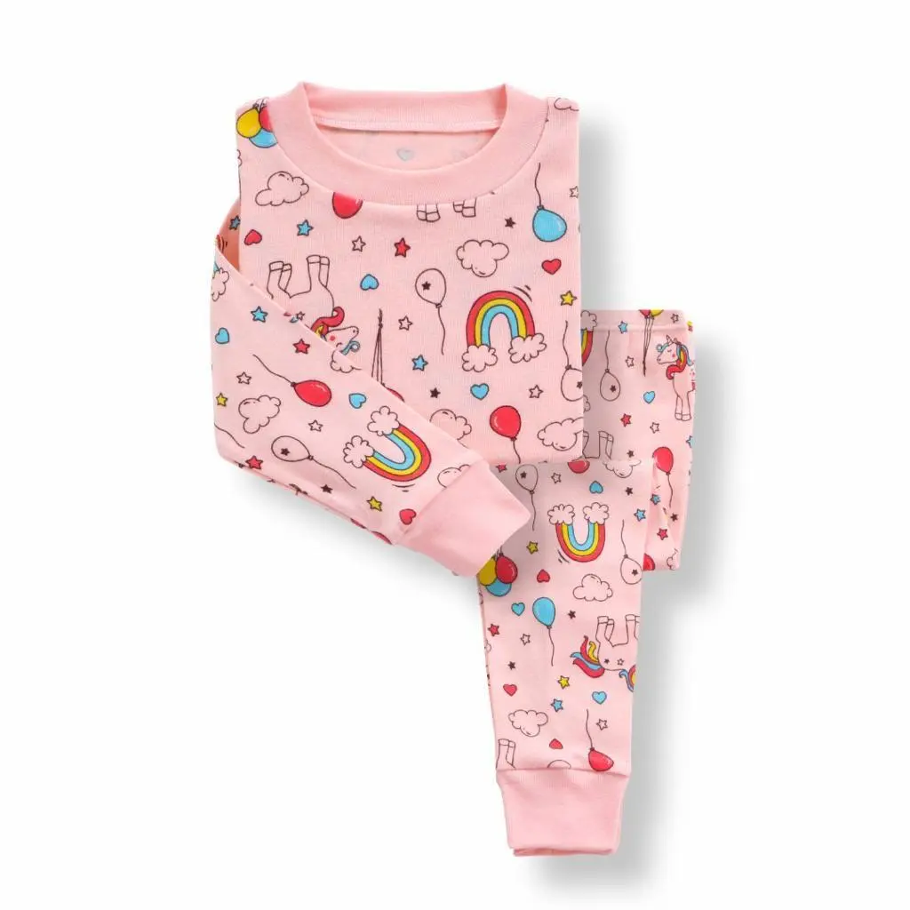 Girls' Kids Pajama Sets 2pc Mix & Match Long & Short Sleeve Soft Breathable Cherry Print Comfortable Sleepwear India